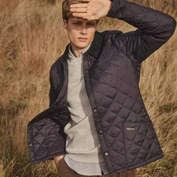 Barbour Men's Liddesdale Quilted Jacket MSRP $ 270 in Navy British Heritage - Picture 9 of 16